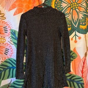 urban outfitters - long sleeve black metallic dress